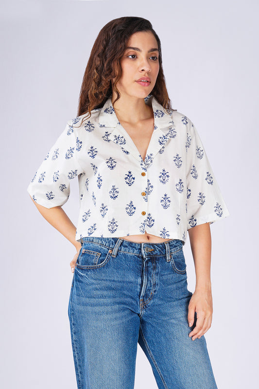 Azure Twig Crop Shirt