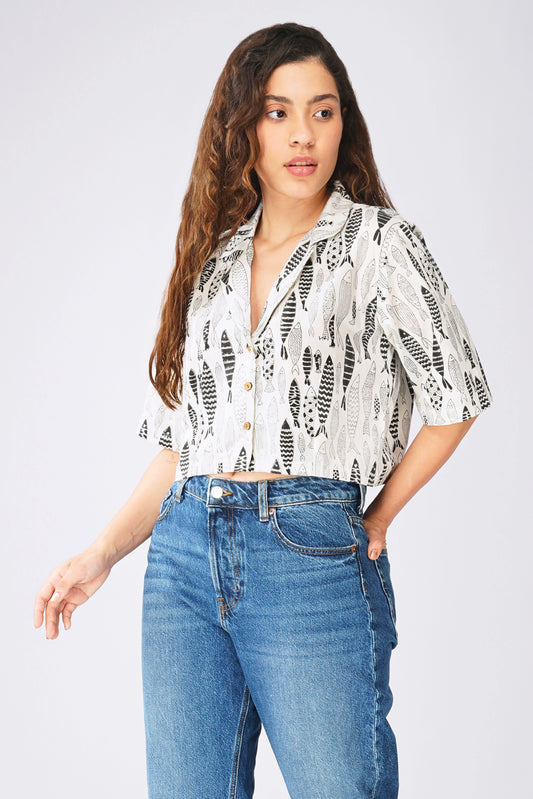 Fish Whimsy Crop Shirt