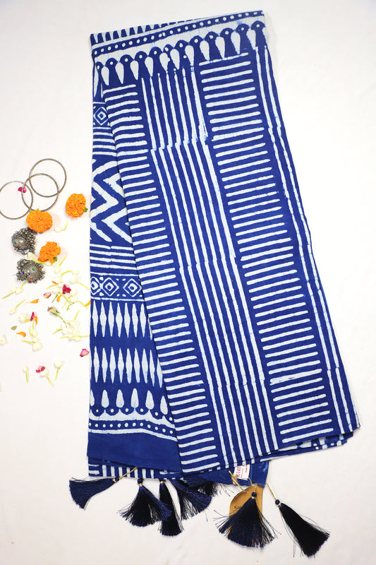 Midnight Geometry Saree