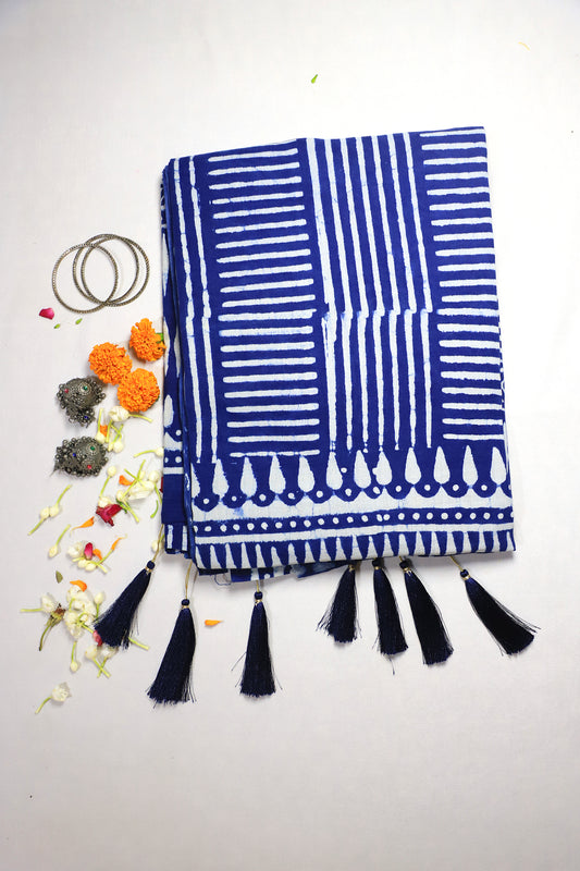 Midnight Geometry Saree