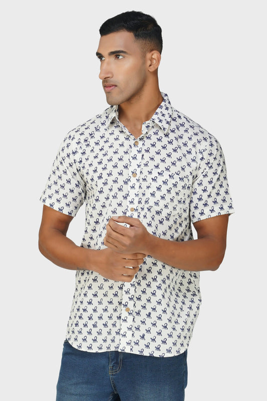 Whimsy Monkey Half Sleeve Men Shirt