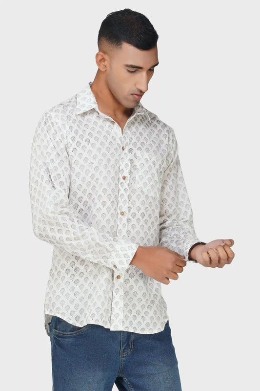 Geometric Blossom Full Sleeve Men Shirt