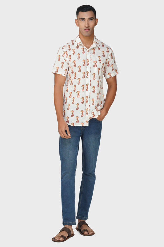 Melodic Seahorse Half Sleeve Men Shirt